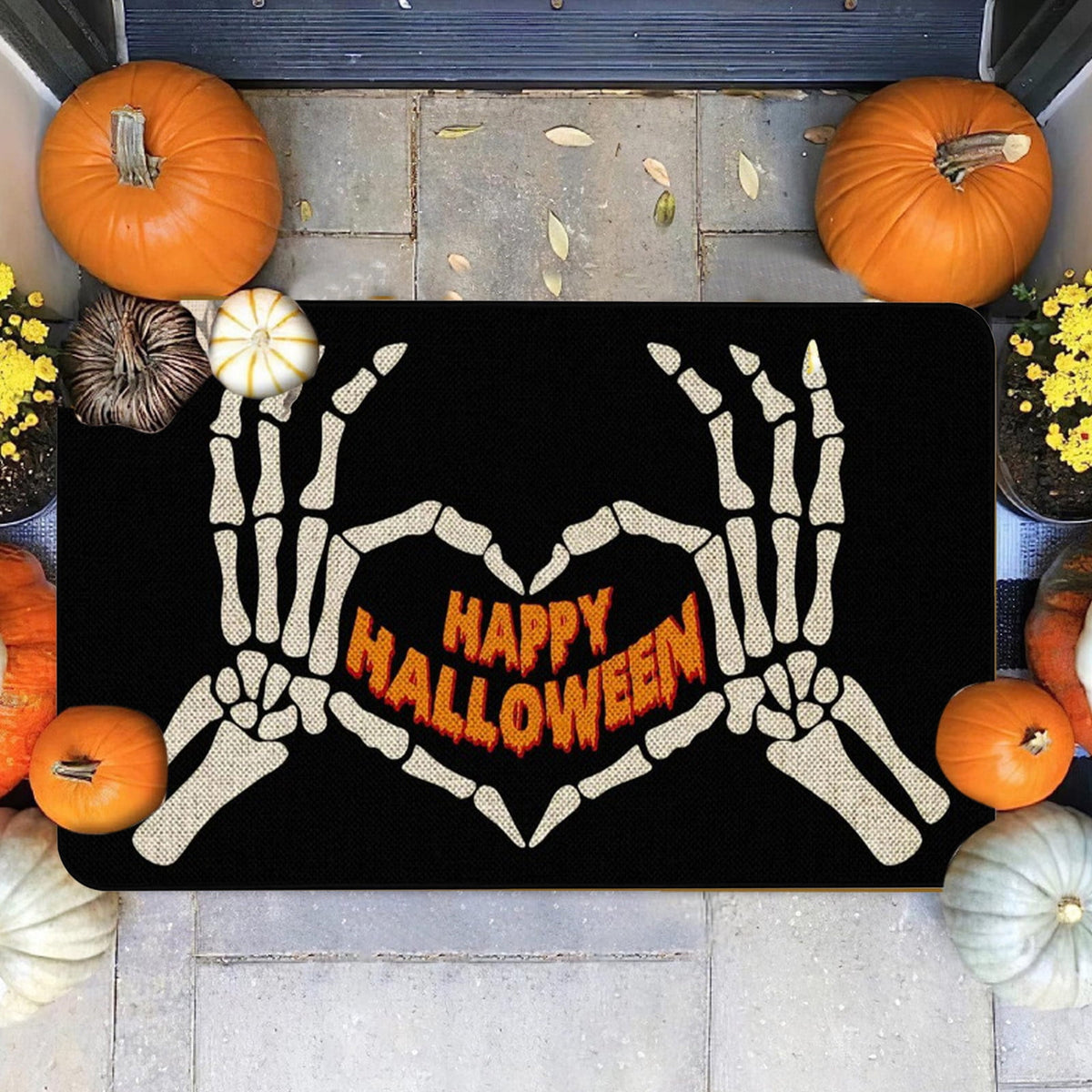 TOPRenddon Halloween Door Mat, Outdoor Front Door Decorative Doormat 16" x 24", Spider Web Bones Welcome Doormats, Non-Slip Rubber Mats Washable Carpet for Porch, Entryway, Indoor, Bathroom, Kitchen