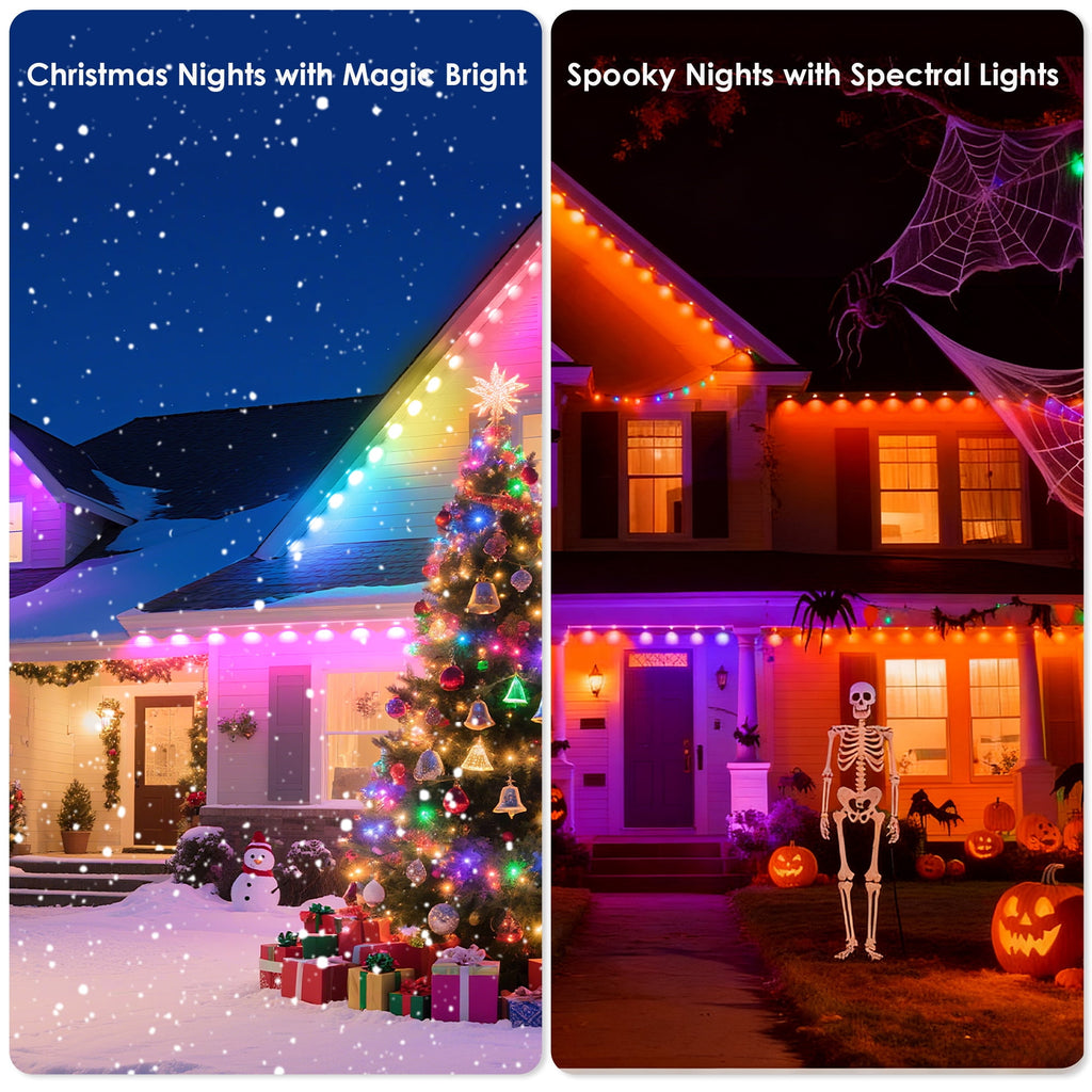 VIPLIKE Outdoor Lights, 100ft Permanent LED Lights, IP67 Waterproof, Patio, Garden, Holiday Decor
