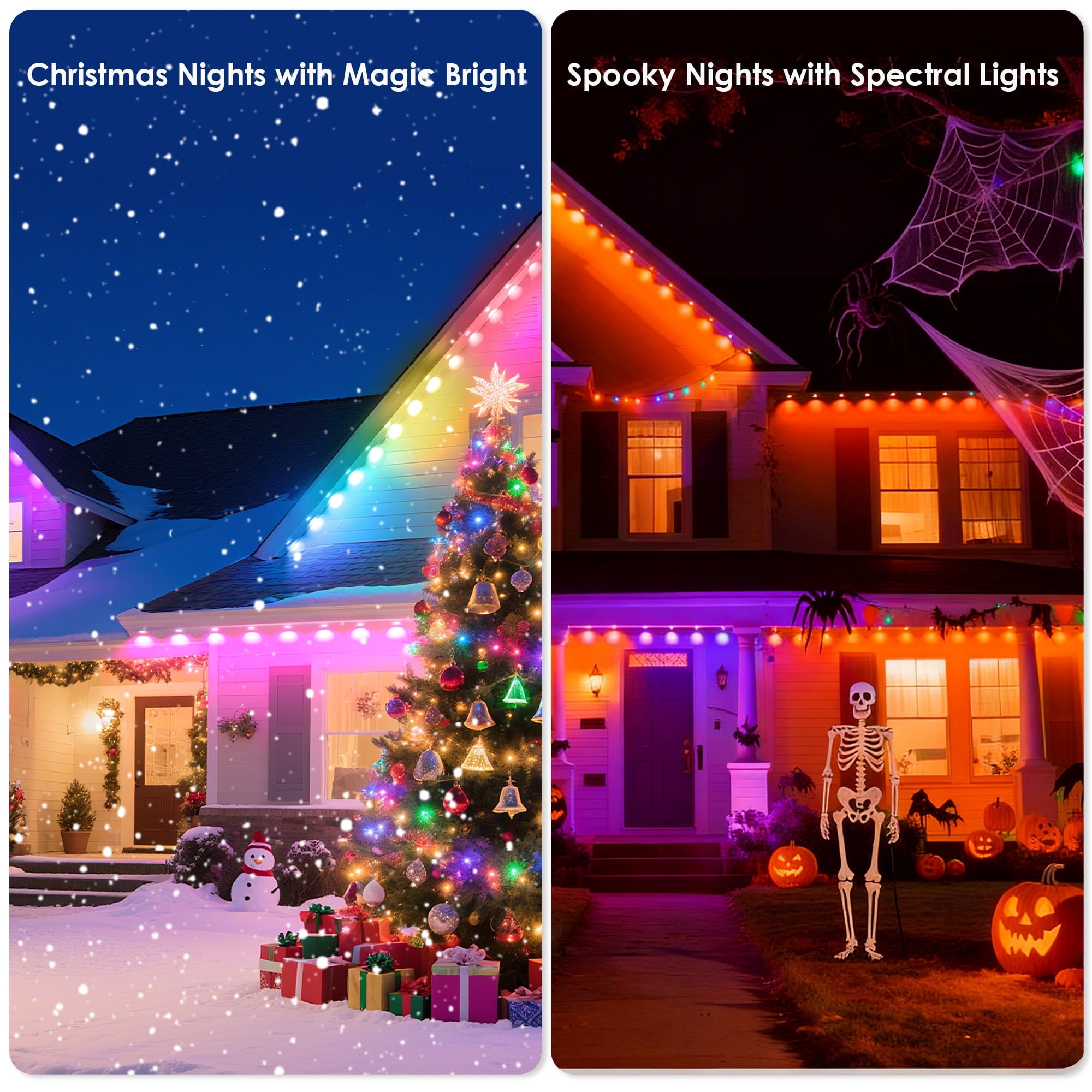 VIPLIKE Outdoor Lights, 100ft Permanent LED Lights, IP67 Waterproof, Patio, Garden, Holiday Decor