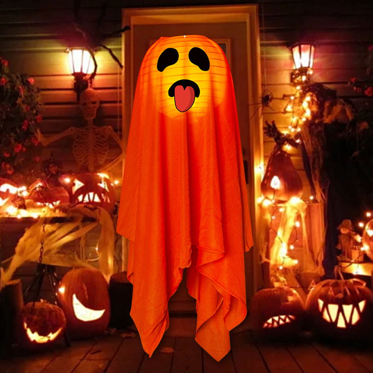 Gallickan Halloween Decoration Outdoor, Lighted Glowing Ghost Outdoor Ornaments Hanging Ghosts Decorations for Halloween Party Indoor Outdoor Home Garden Yard, B
