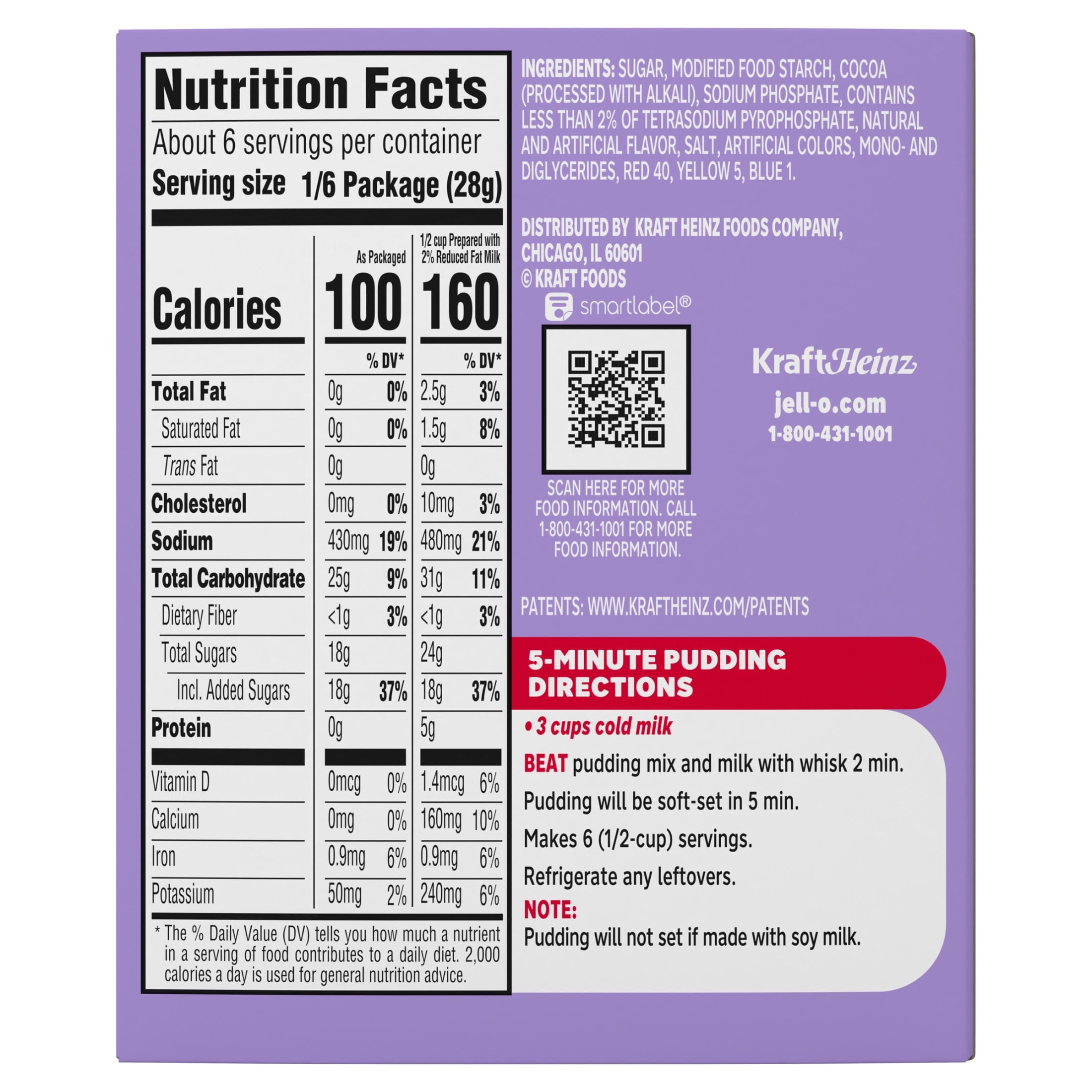 Jell-O Chocolate Artificially Flavored Instant Pudding & Pie Filling Mix, Family Size, 5.9 oz. Box