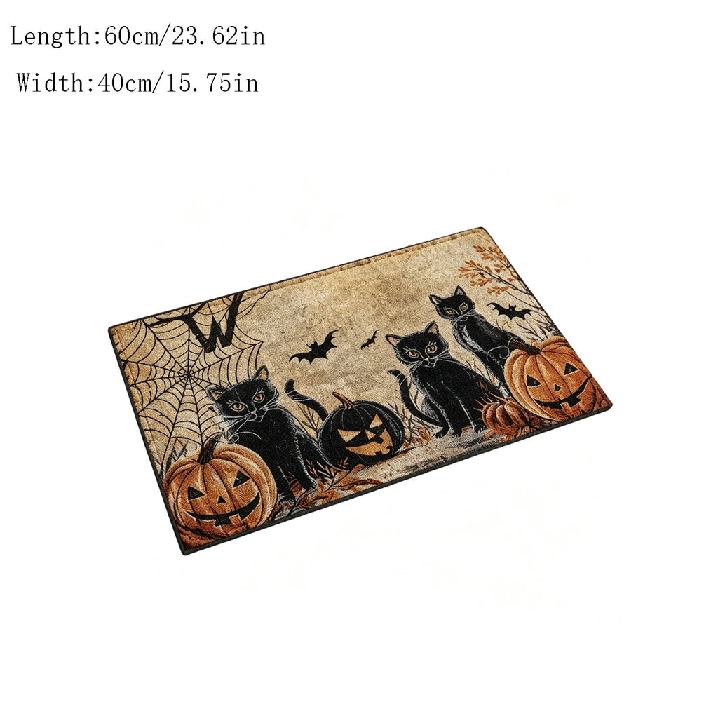 OutmaxHome Halloween Theme Cute Ghost Print Doormat, 15.8x23.6 Inch Non-Slip Absorbent Mat, Easy to Clean, for Front Door, Porch, Farmhouse