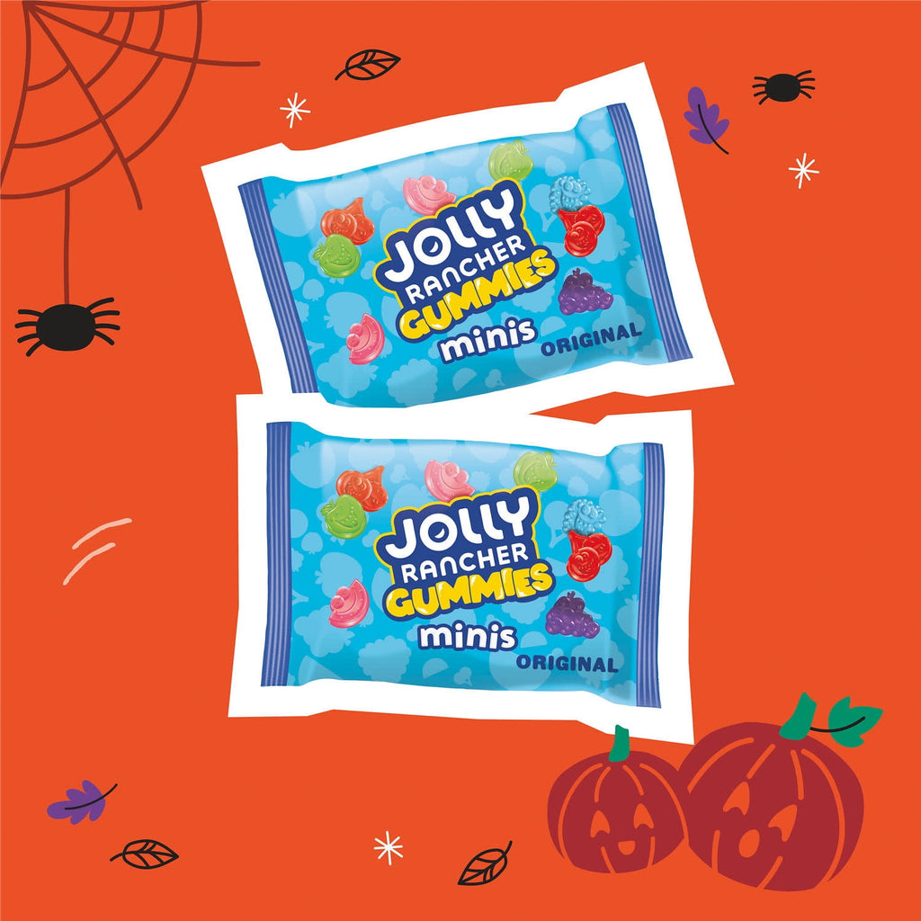 Jolly Rancher Gummies Minis Assorted Fruit Flavored, Halloween Candy Bag, 9.66 oz