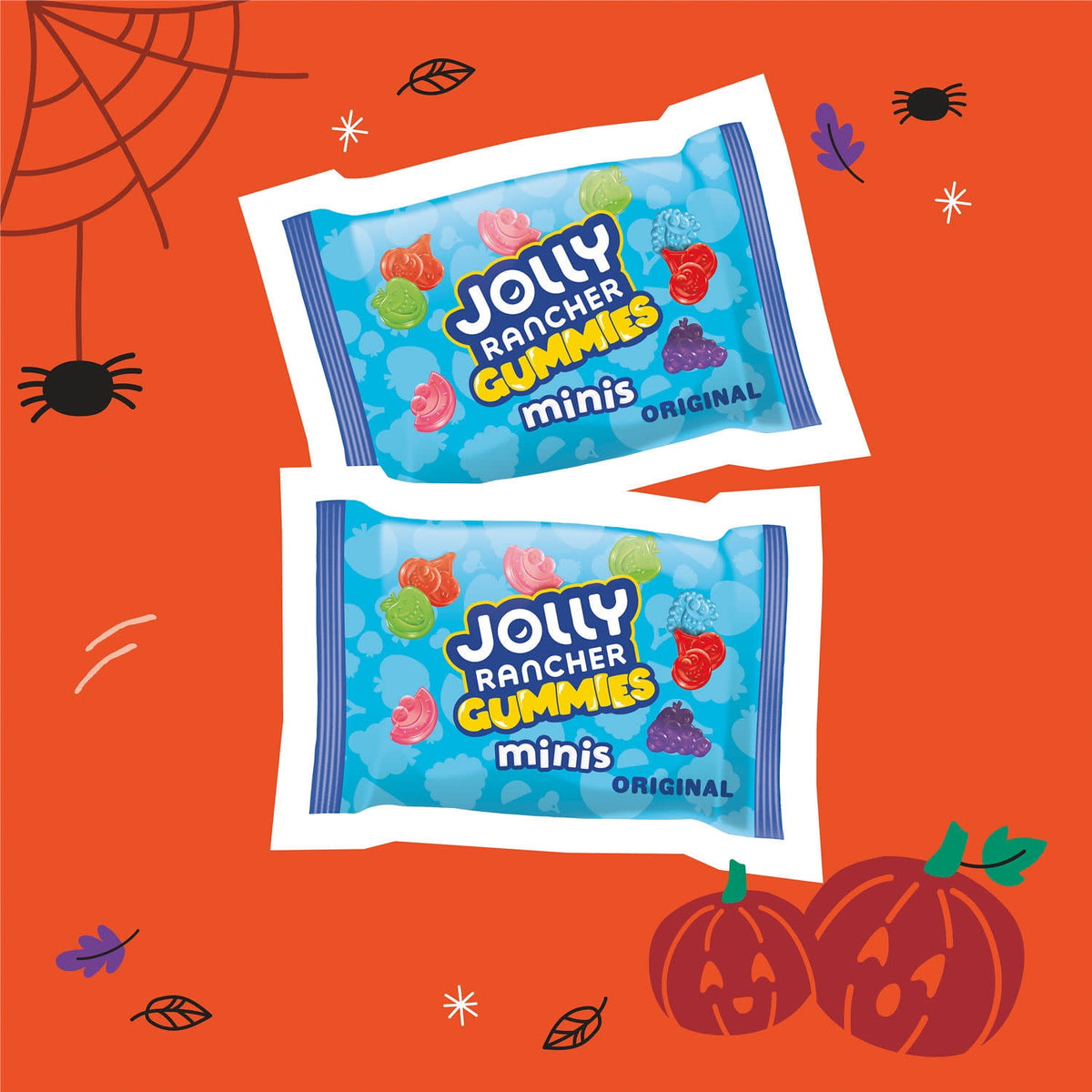Jolly Rancher Gummies Minis Assorted Fruit Flavored, Halloween Candy Bag, 9.66 oz