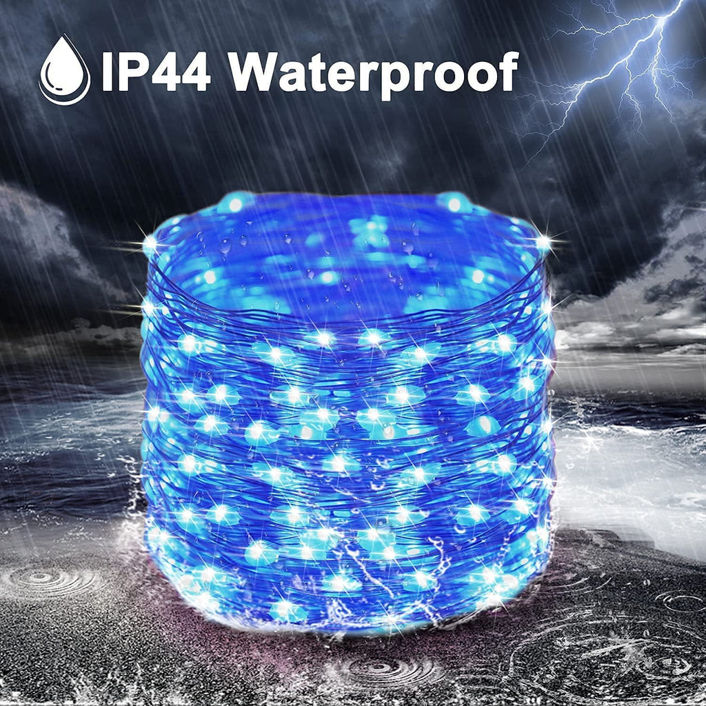 2 Pack Solar Fairy Lights Outdoor 33ft 100 LED Solar Powered Copper Wire Lights 8 Modes Waterproof for Garden Tree Patio Wedding Party Decor,Cool White