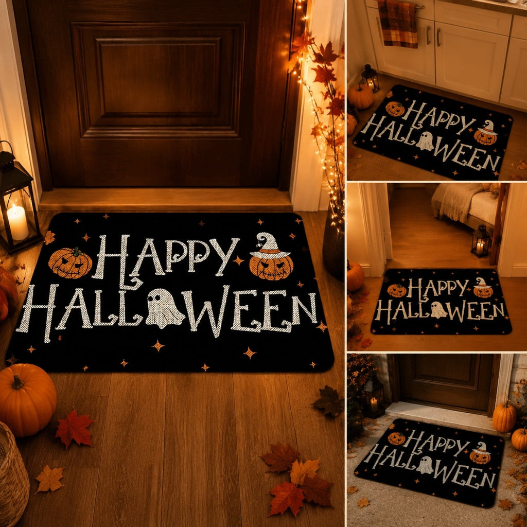 Halloween Celebration Doormat 16x24 Inch, Spooky Ghost Entrance Mat for Front Porch Indoor Outdoor, B