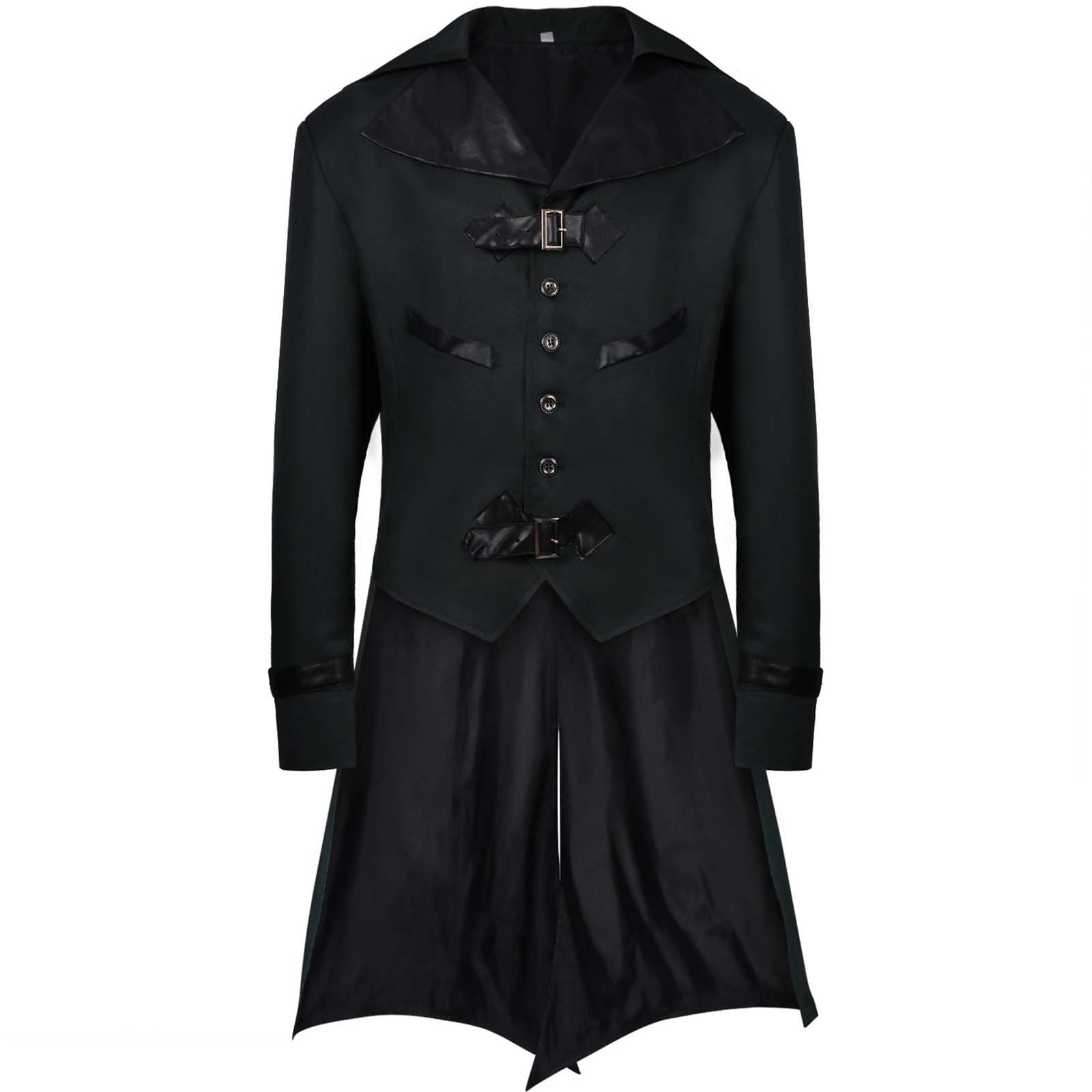 QATAINLAV Men's Vintage Steampunk Gothic Victorian Jacket Medieval Renaissance Pirate Frock Coat Formal Tuxedo Halloween Costumes Birthday Gifts Coffee S