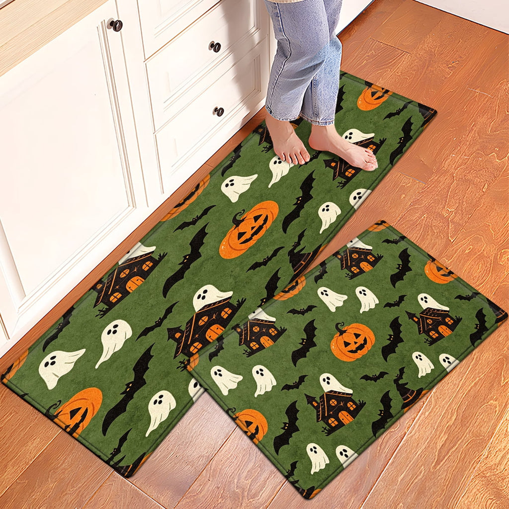 CCTFS Halloween Pumpkin Bat Candy 1Pc Flannel Mat and Kitchen Rugs,Soft Non-slip,Perfect for Home Bathroom