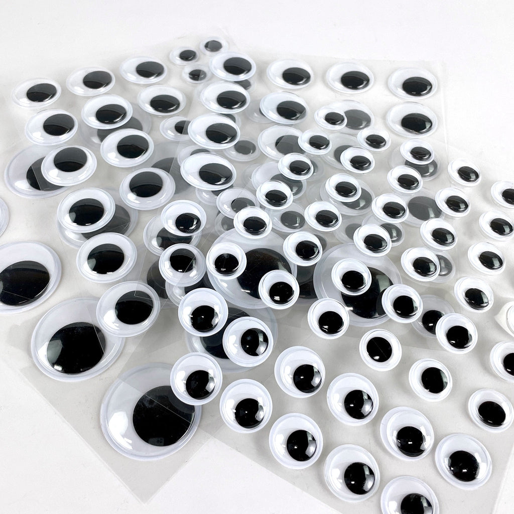 Hello Hobby Black & White Adhesive Stick On Googly Eyes for Crafts, 119 Count