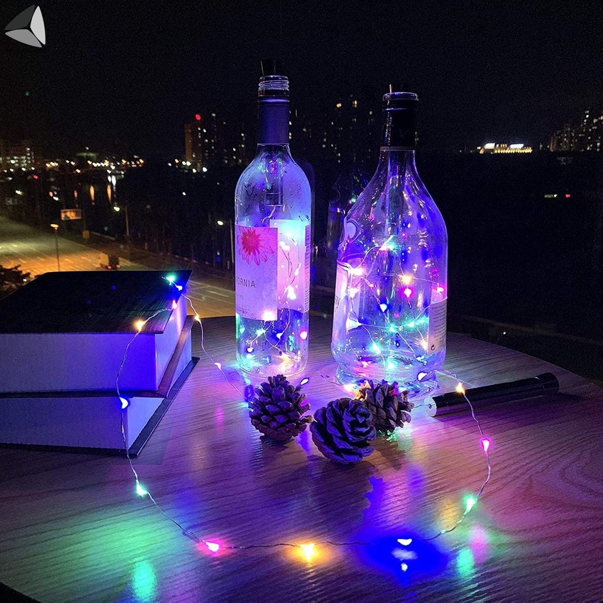 PULLIMORE Wine Bottle Lights with Cork Colorful, 15 LEDs Fairy Lights Battery Operated String Lights for Xmas Party Decor(Warm White, 2.46ft)