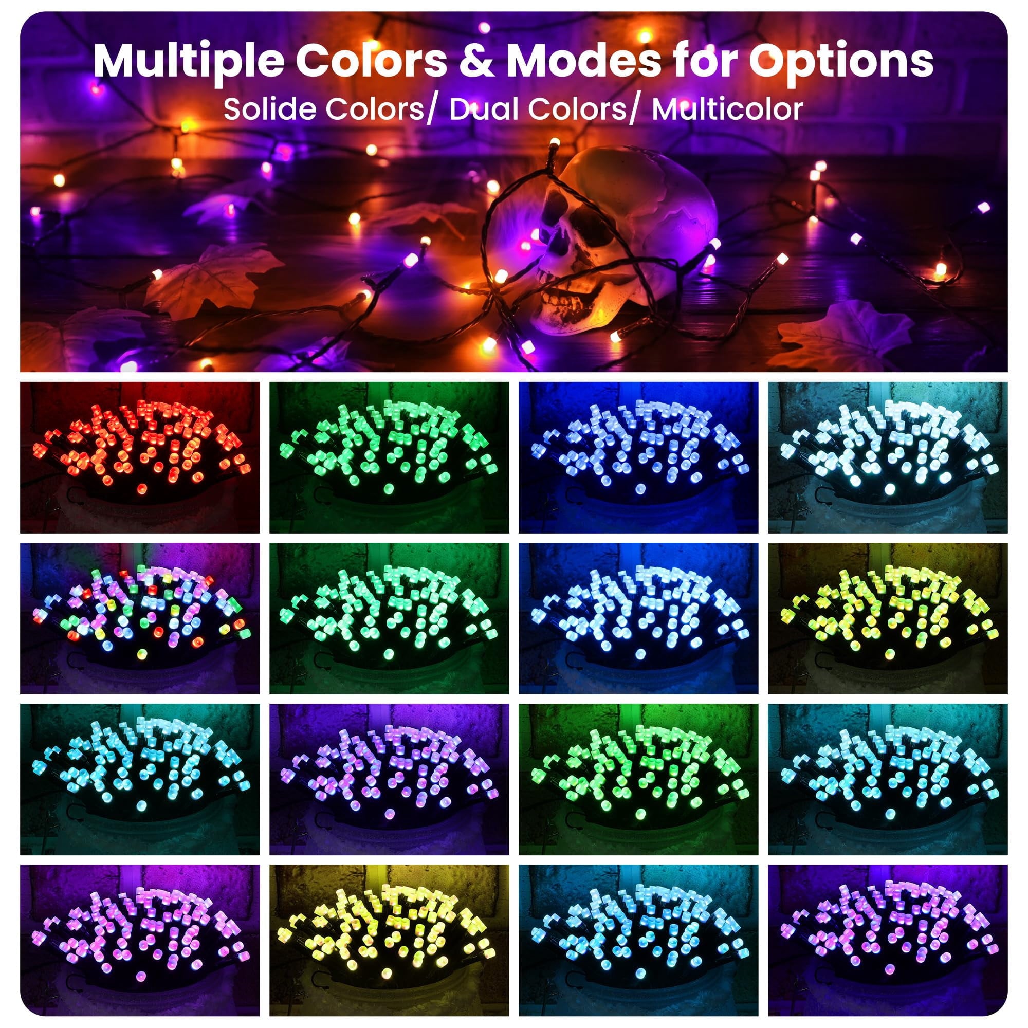 Toodour Orange & Purple Halloween Lights, 82ft 200 LED Plug in Halloween String Lights with 8 Modes, Memory & Timer Function, Connectable Halloween Outdoor Lights for Home, Garden, Halloween Decor