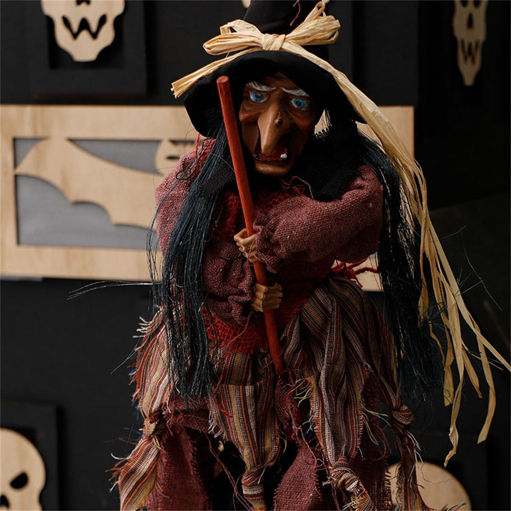 BinKFF 3.9 FT Halloween Animated Standing Witch, Life Size Animatronic Witch with Pre-Recorded Phrases, Glowing Red Eyes, Posable Arms, Ideal for Halloween Indoor/Outdoor Holiday Decor