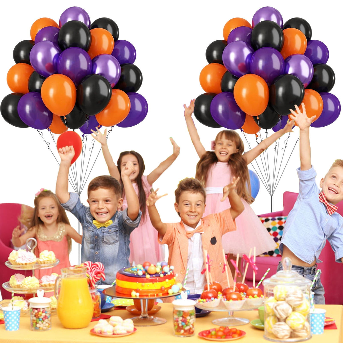 Hxlamzoo 30pcs 12 Inch Black Orange Confetti Latex Balloons for Halloween Party Decorations - Durable 24hr Float Time, Safe for Kids, Hocus Pocus Theme Party Supplies (30 Count)