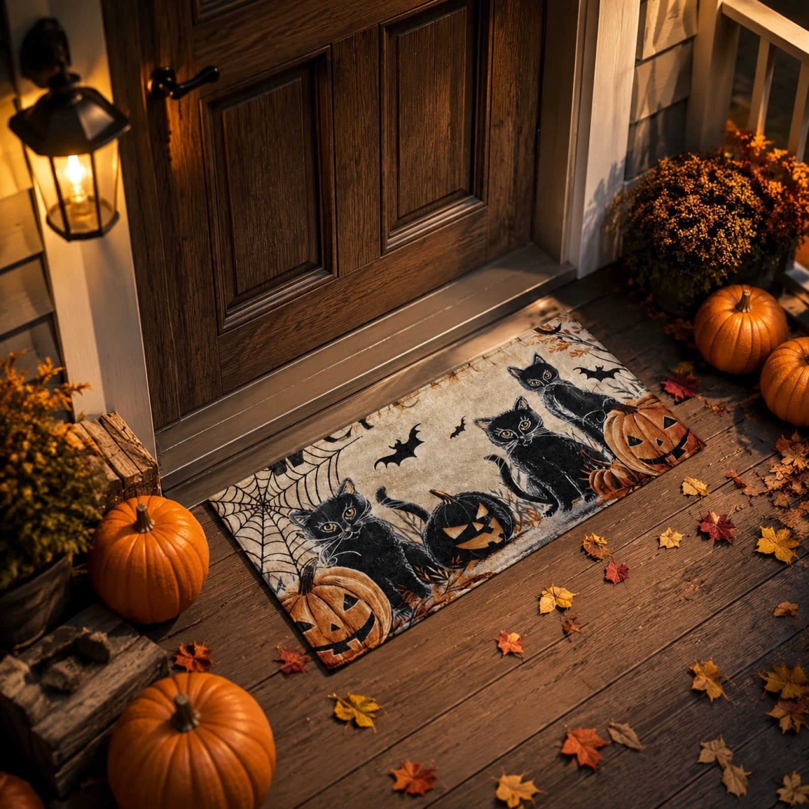 WWC Halloween Door Mat, 32x20 inch Halloween Decor Thick Non Slip Ghost doormat, Entryway Rug for Fall Party Indoor Outdoor Front Porch