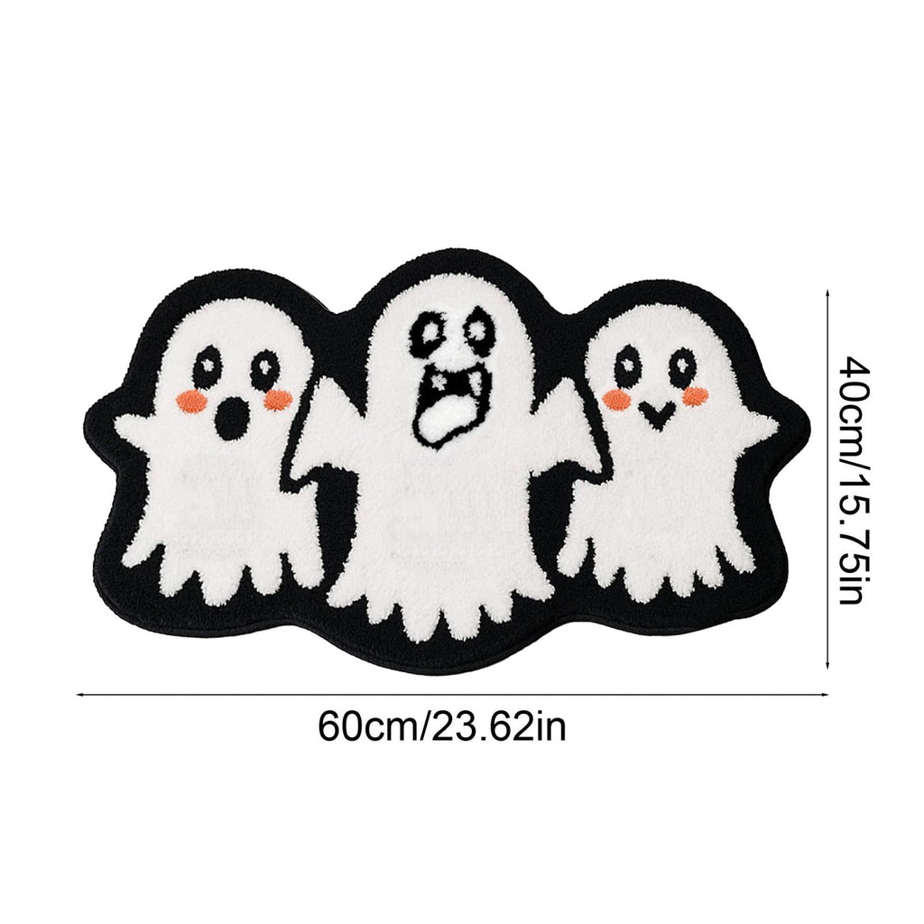 Halloween Wreath Shaped Rugs, Soft Indoor Mat for Entryway, Kitchen, Halloween Party, Pumpkin Witch Spooky Home Decor, 23.62x15.75 Inches