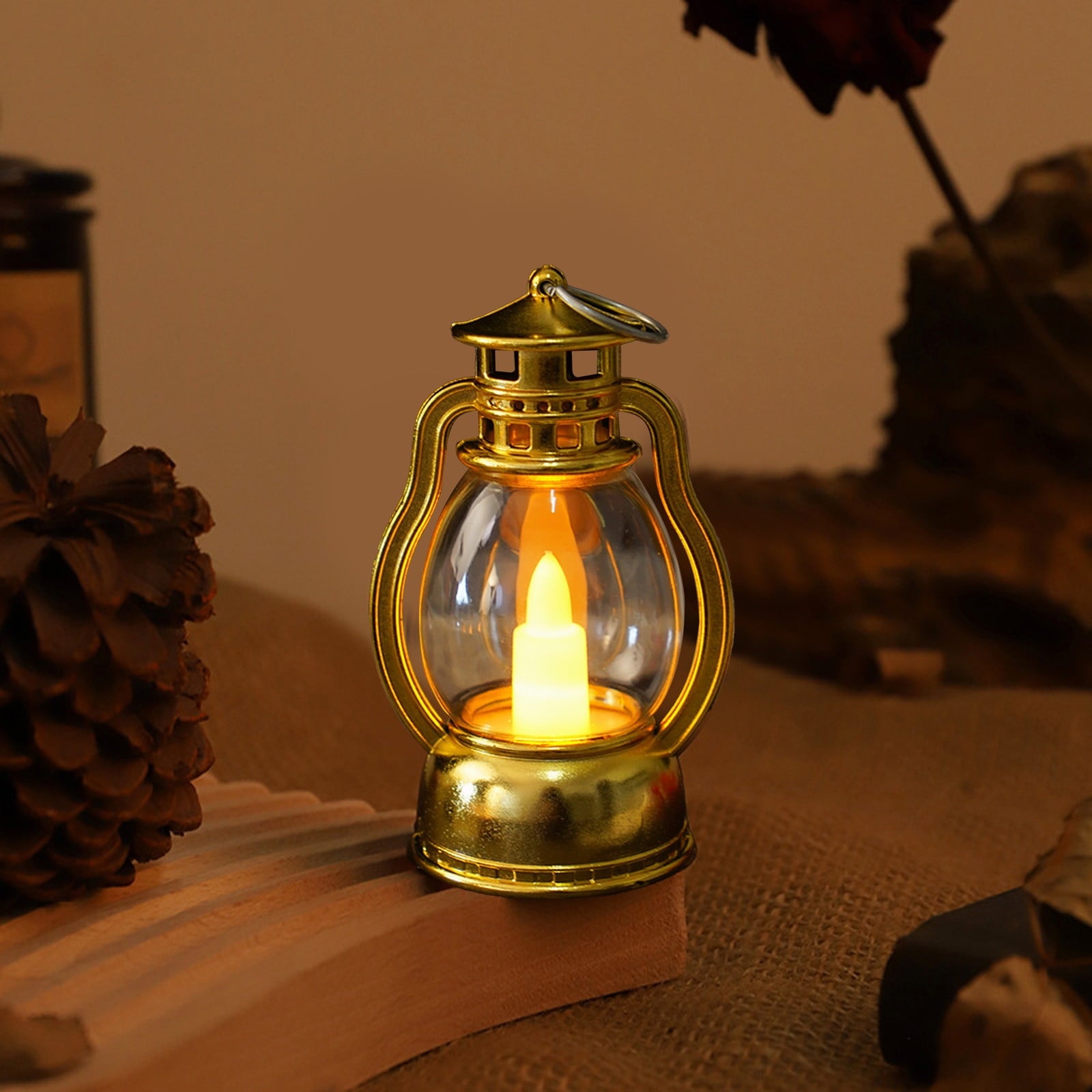 Djiypn Mini Lanterns 2Pack LED Small Lanterns Decorative Indoor Outdoor Hanging Lantern Decorative Candle Light Farmhouse Decor for Weddings Western Camping Party Halloween Christmas Decorations