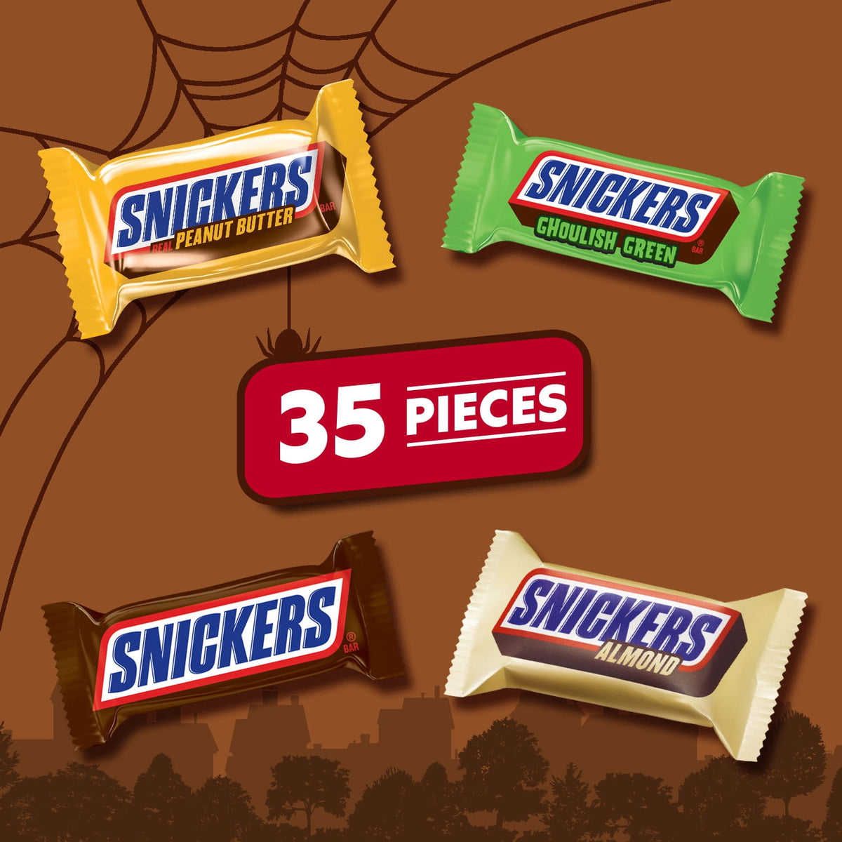Snickers Fun Size Chocolate Halloween Candy Variety Assortment - 35 Ct Bulk Bag
