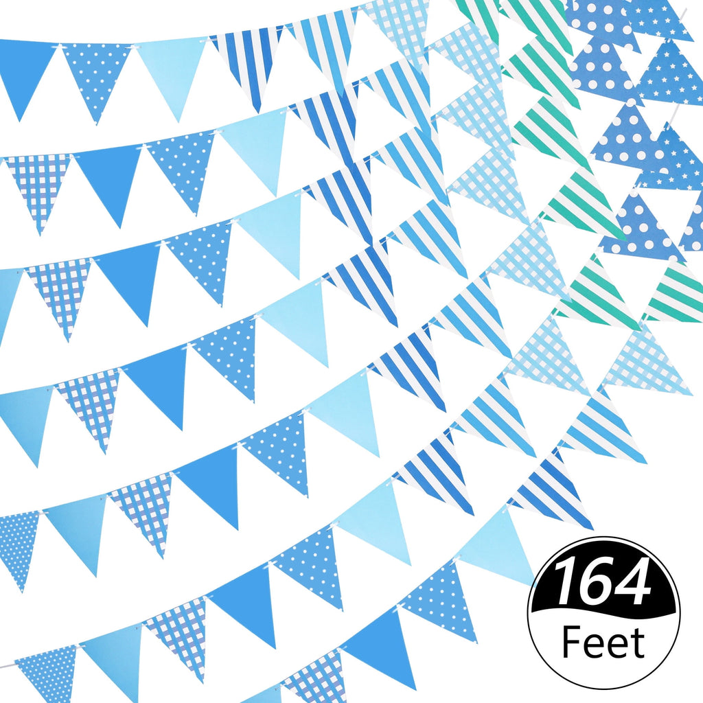 Tripumer 120 Pcs Triangle Flag Banner String for Halloween Decorations 164ft Birthday Hanging Flag for Birthday Party Mardi Gras Outdoor Event Decorations - Black+White+Orange