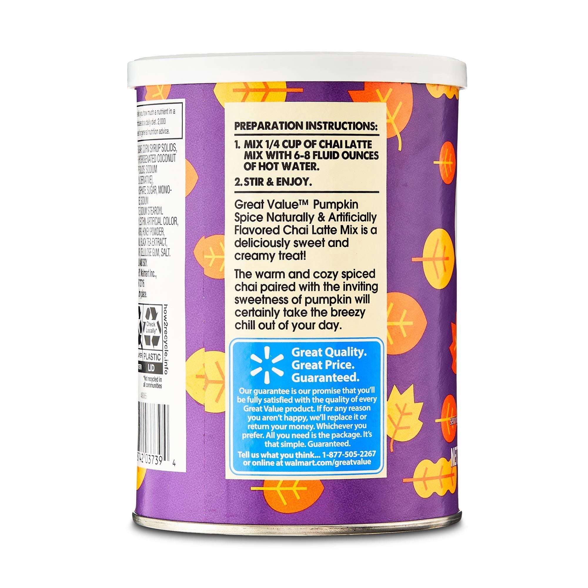 Great Value Pumpkin Spice Chai Latte Mix 10oz