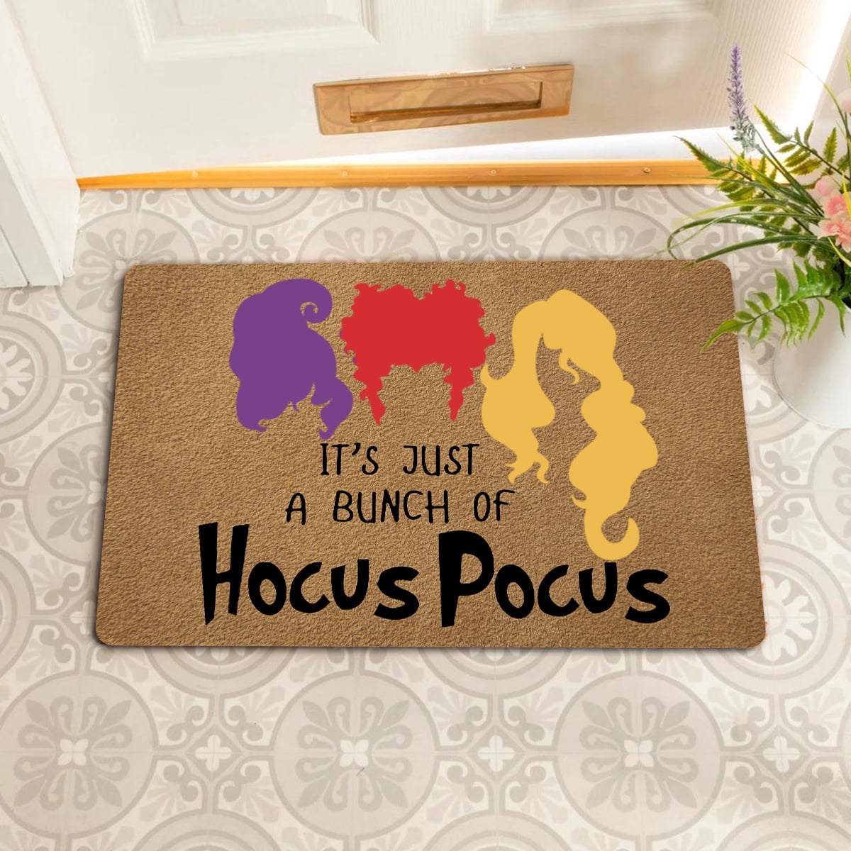 Funny Welcome Doormat Front Porch Decor Rugs with Rubber Back 23.7"(L) x 15.9"(W) It's Just A Bunch of Hocus Pocus Halloween Doormat Rubber Non-Slip Backing Entrance Rug Home Decor Decorative Mat