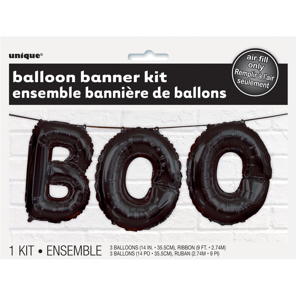 Foil Black Boo Halloween Letter Balloon Banner Kit