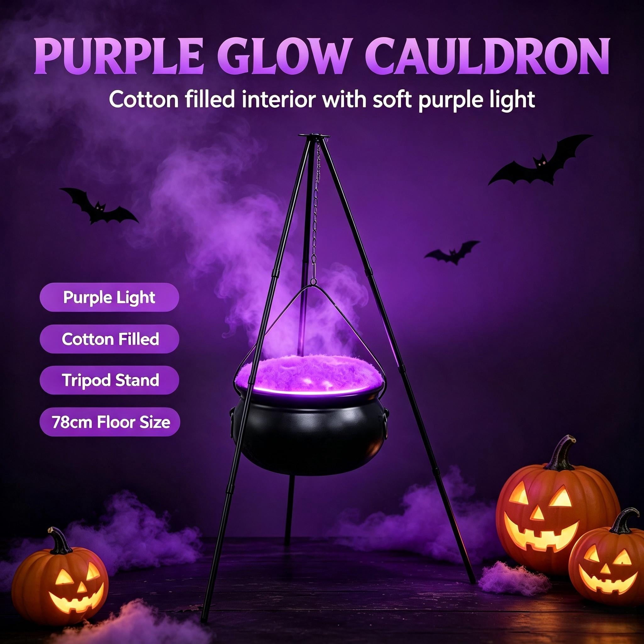 Muecwrye Halloween Decorations Outdoor, Halloween Clearance! Halloween Witches Cauldron on Tripod with Lights, DIY Bubbling Cauldron Set Decor for Home Porch Outside, Halloween Party Supplies