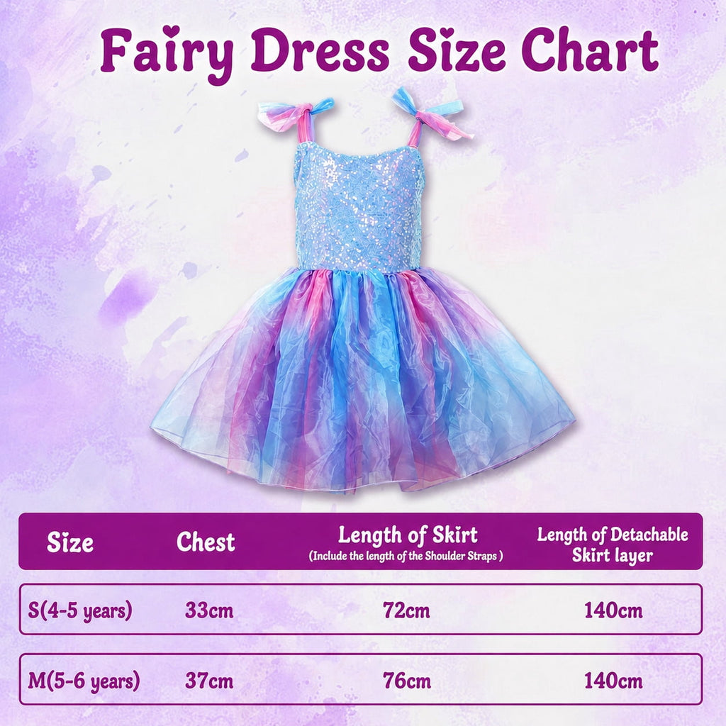 WonderStone Princess Dress for Girls, Fairy Costume Dress-Up with Luxury Accessories, Purple Tutu Outfit for Birthday Parties, Kids & Toddlers Ages 5-6