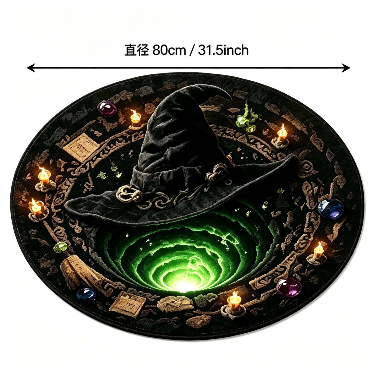 3D Halloween Round Rug, Illusion Halloween Round Mat, Funny Rug with Non-Slip Soft Visual Effect Door Mat for Living Room Indoor Decor