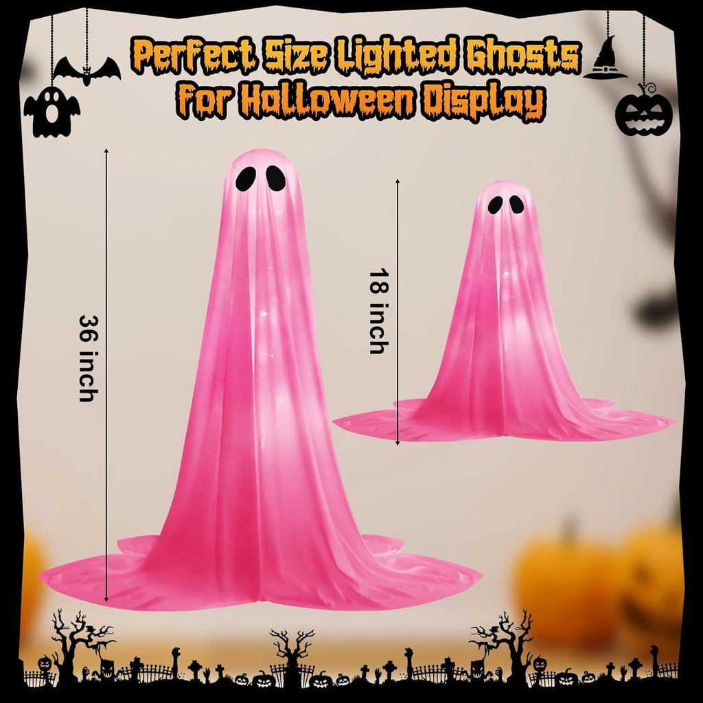 Inflatable Ghost Halloween Decor - Adorable LED Light-Up Ghosts for Outdoor Halloween Parties, Perfect for Front Yard Displays, Porch Decoration, and Holiday Styling