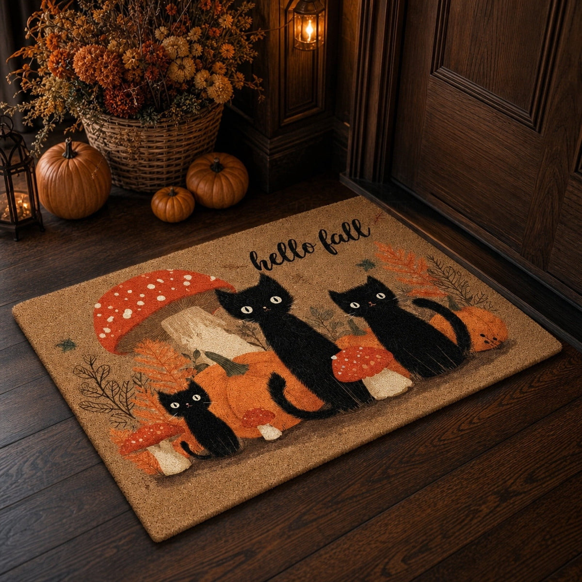 OutmaxHome Halloween Theme Cute Ghost Print Doormat, 15.8x23.6 Inch Non-Slip Absorbent Mat, Easy to Clean, for Front Door, Porch, Farmhouse
