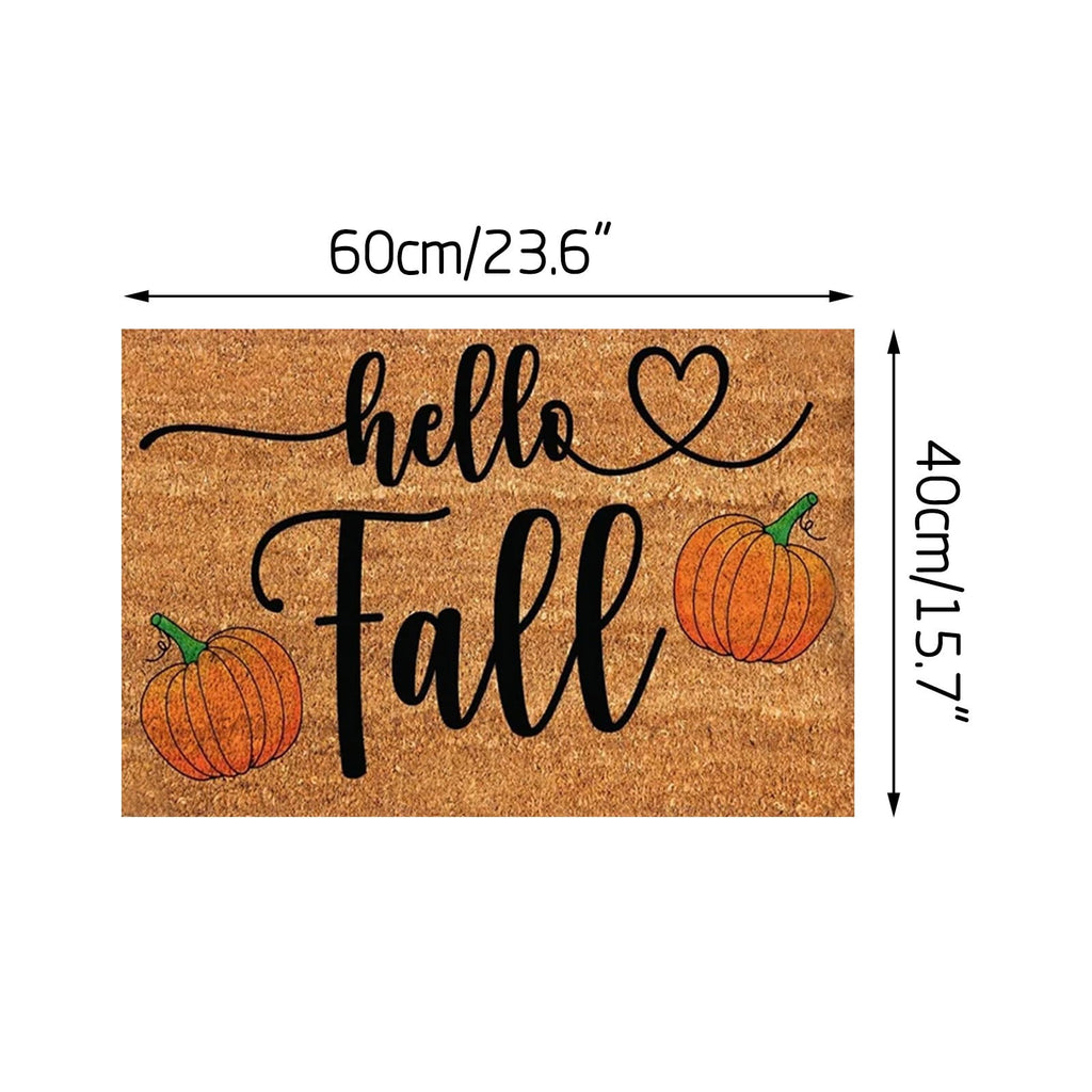 KCEHTA Happy Fall Welcome Mat, Fall Maple Leaf Pumpkin Door Mat, Autumn Front Door Mat, Halloween Thanksgiving Welcome Doormat Indoor Outdoor Entryway Rug Floor Mats