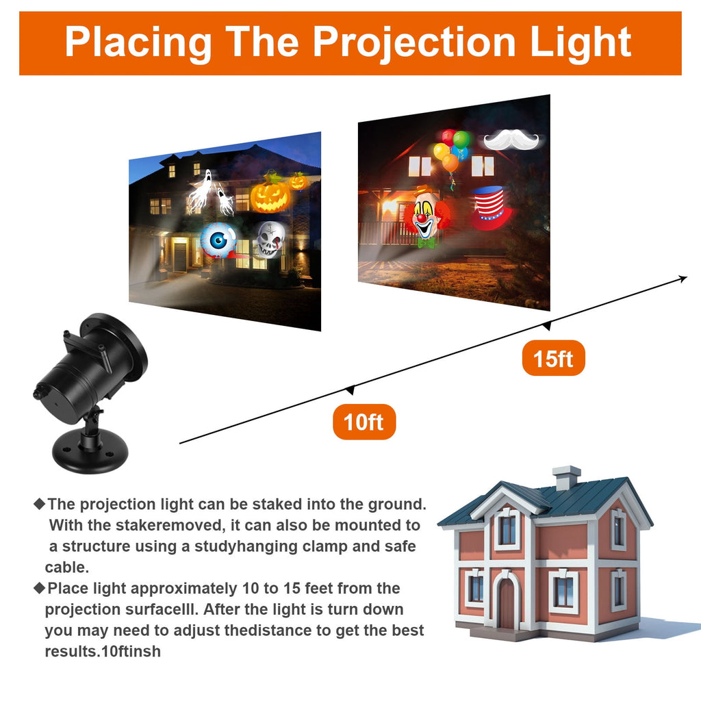 Christmas Halloween Projector Lights, Outdoor Christmas Decorations, LED Projection Lamp 16 Slides for Christmas Party Holiday Yard Garden Decoration