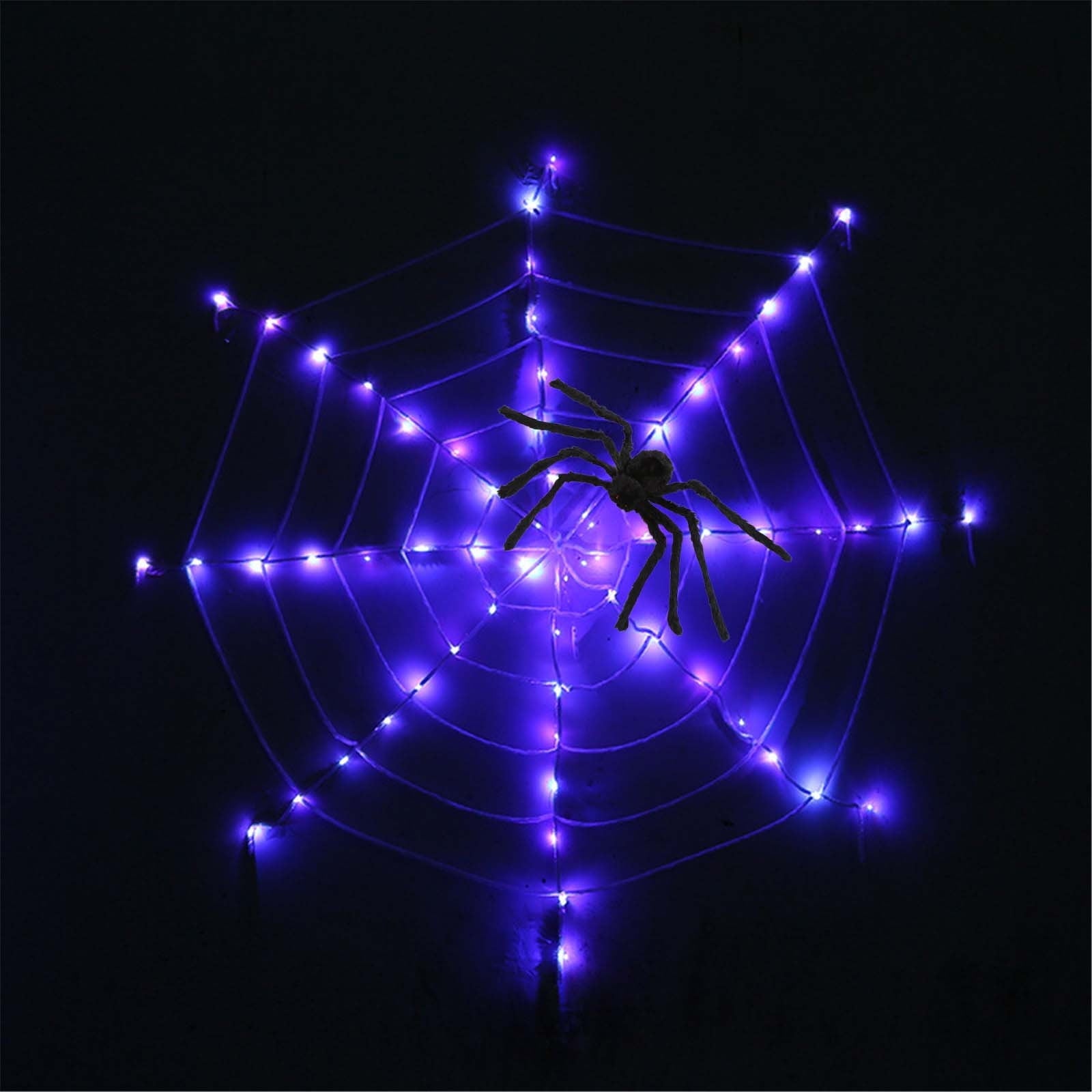 Loyerfyivos Spider Webs Halloween Decorations Lights, 2024 12ft Halloween Spider Web Lights with 1 Spider, 8 Modes, Waterproof & Timer, Perfect Outdoor Yard Halloween Decorations - Purple