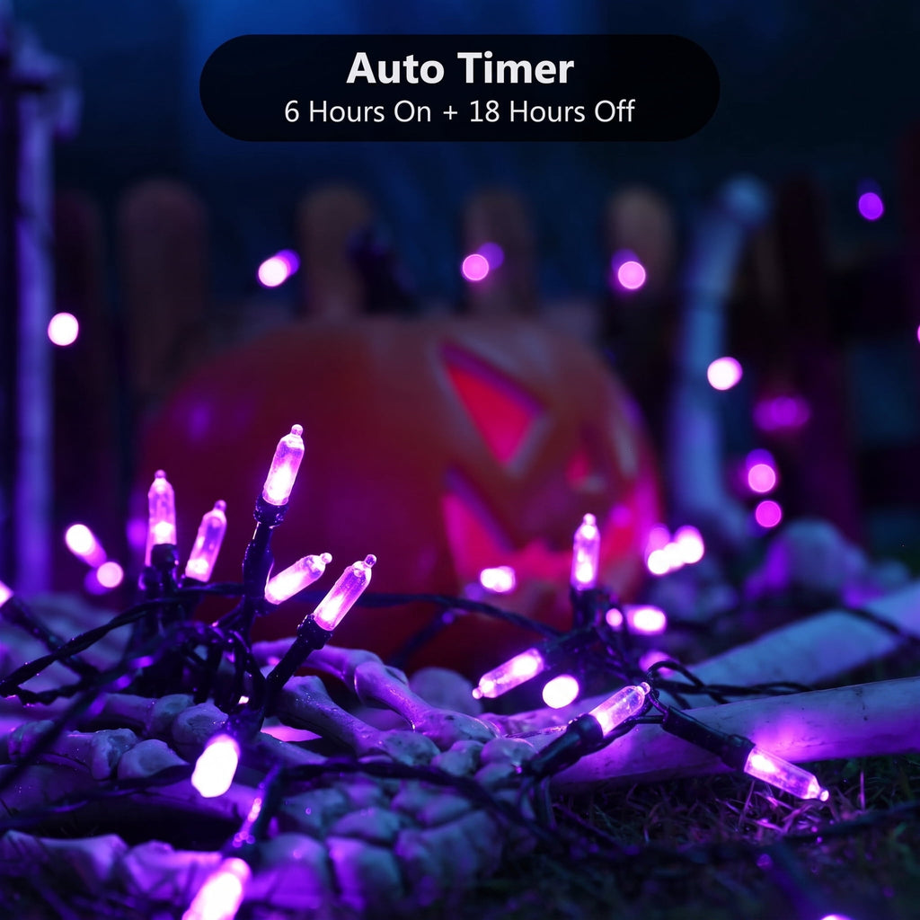 TETOU Halloween Lights, 33ft 100 LED Battery Halloween Lights, 8 Modes String Lights with Timer, Indoor Outdoor Waterproof mini Lights String for Halloween Bedroom Patio Decor - Orange & Purple