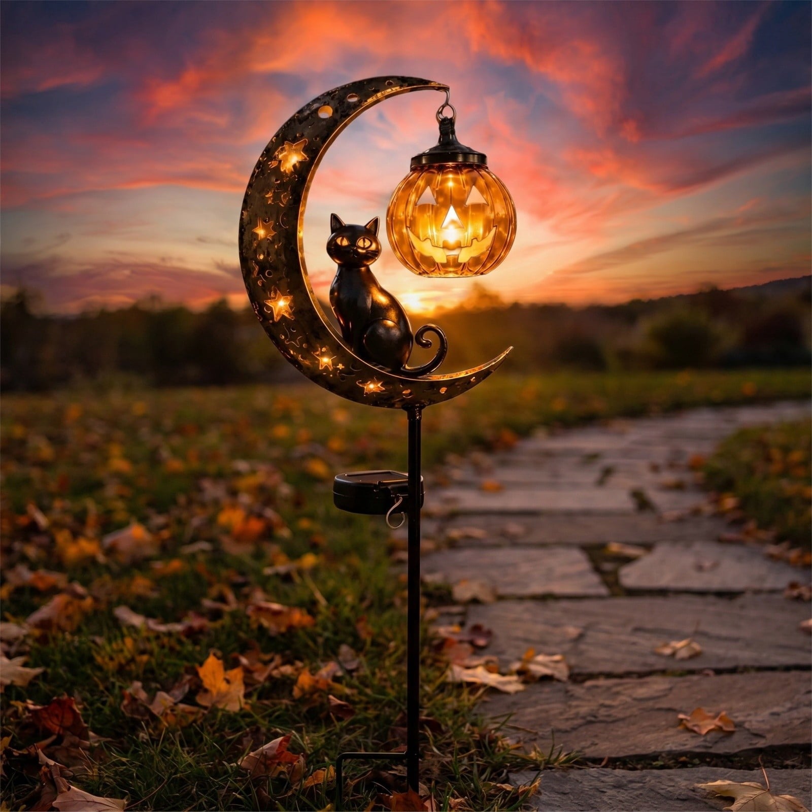 Clearance! Highland Cow Solar Garden Light, 18in Garden Statue with LED Glow, Waterproof Outdoor Yard Decor Stake, Resin Lawn Pathway Light for Backyard Patio Porch Halloween Gift