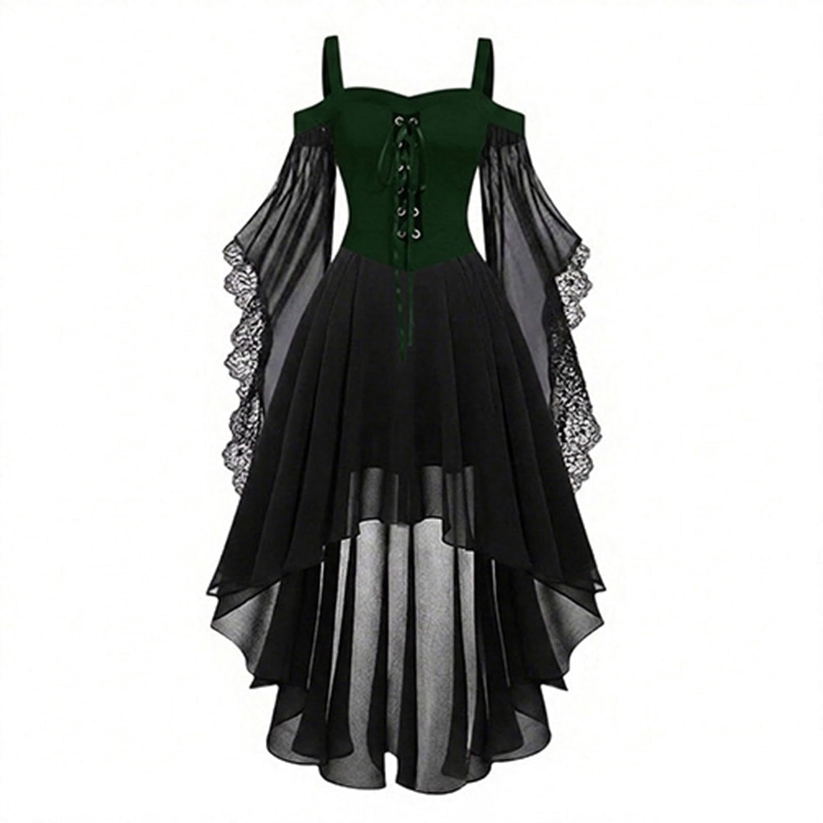 Witch Dress Women 2026 Halloween Costumes Woman Adults Medieval Vampire Butterfly Sleeve Mesh Gothic Outfits Red S