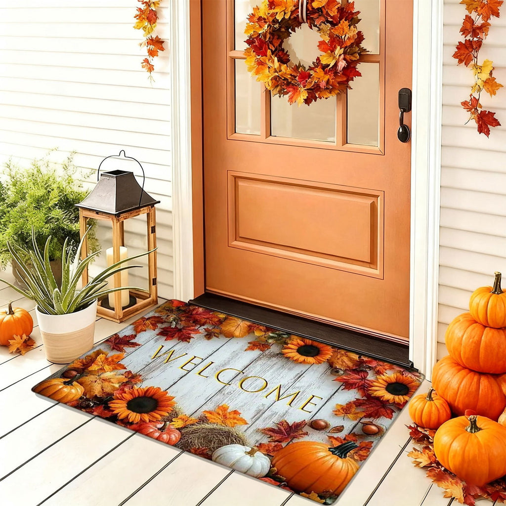 Autumn Door Mat for Entryway, 16x24 Inch, Fall-Themed Floor Doormat for Home Decor, Non-Slip Rug Mat for Living Room, Kitchen, Bedroom, Gifts for Fall Lovers (E)