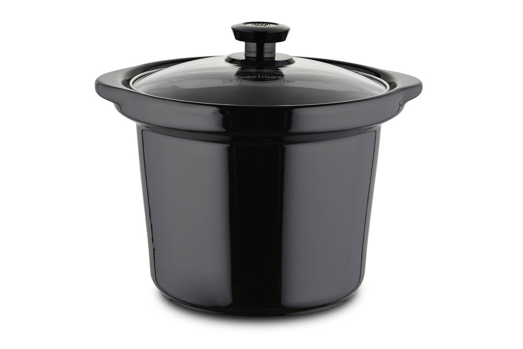Toastmaster 4QT Black Cauldron Slow Cooker with Removable Crock and Glass Lid