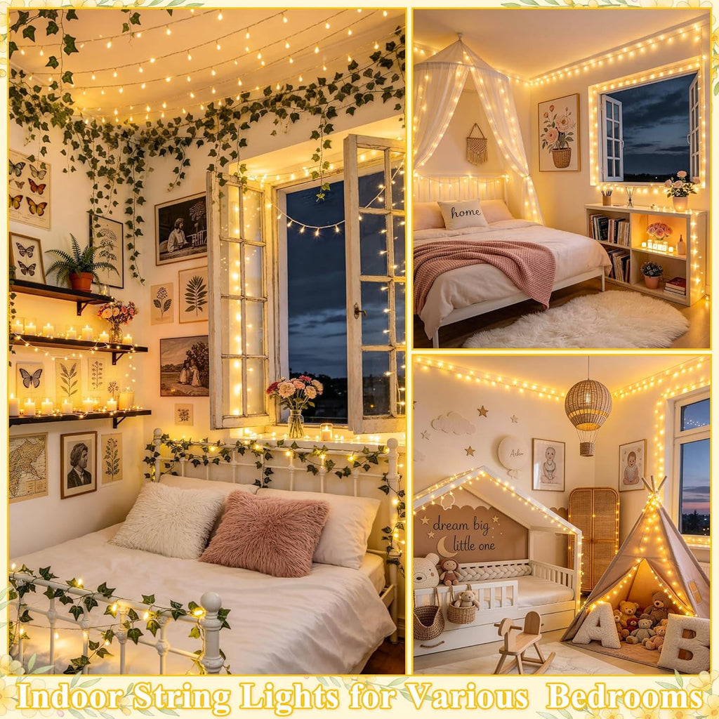 JMEXSUSS 200 LED Christmas Lights Indoor Outdoor, Connectable Warm White Christmas Tree Lights Clear Wire, 66 Ft Twinkle Fairy String Lights Plug in for Bedroom Wedding Christmas Tree Decorations