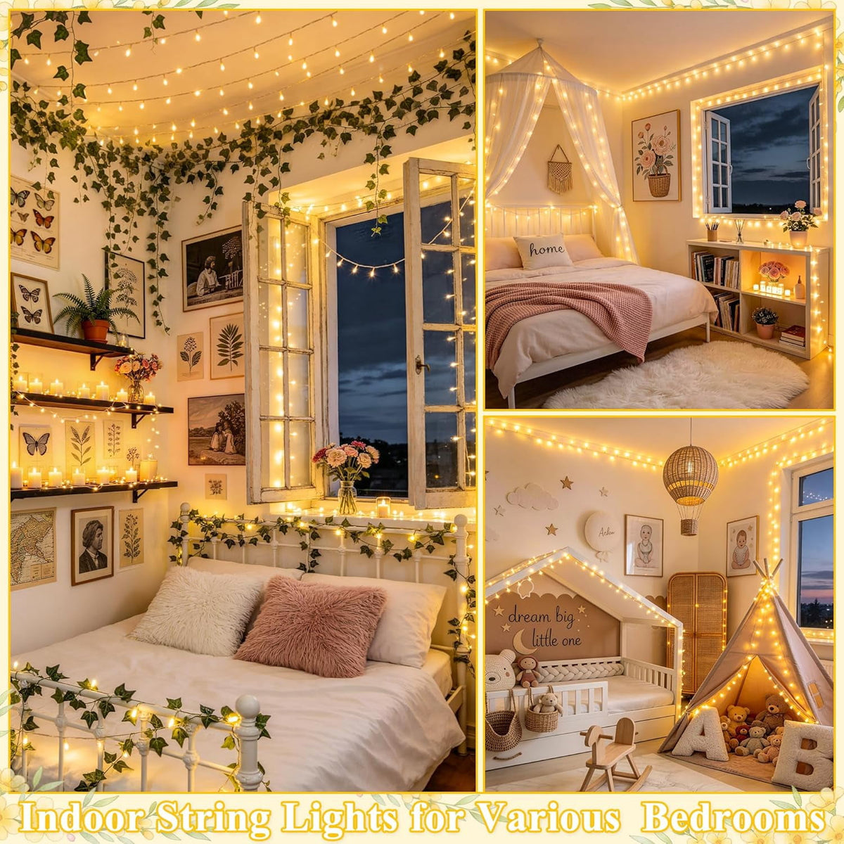 JMEXSUSS 200 LED Christmas Lights Indoor Outdoor, Connectable Warm White Christmas Tree Lights Clear Wire, 66 Ft Twinkle Fairy String Lights Plug in for Bedroom Wedding Christmas Tree Decorations