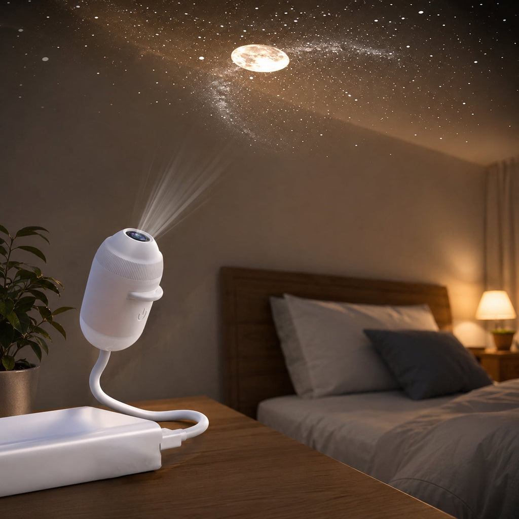 2026 NEW HD Smart Dynamic 5D Holographic Night Light Projector, 2-in-1 Galaxy Star & Ocean Ceiling Projector with 1 HD Films, 360° Flexible USB Powered Ambient Light for Bedroom & Room Decor