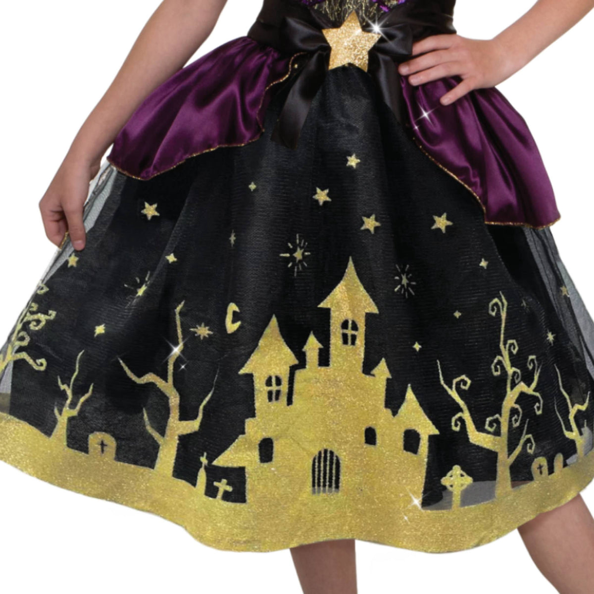 Glow in the Dark Starry Witch Halloween Costume for Children, Girls' Size S (6/6X), by Way to Celebrate