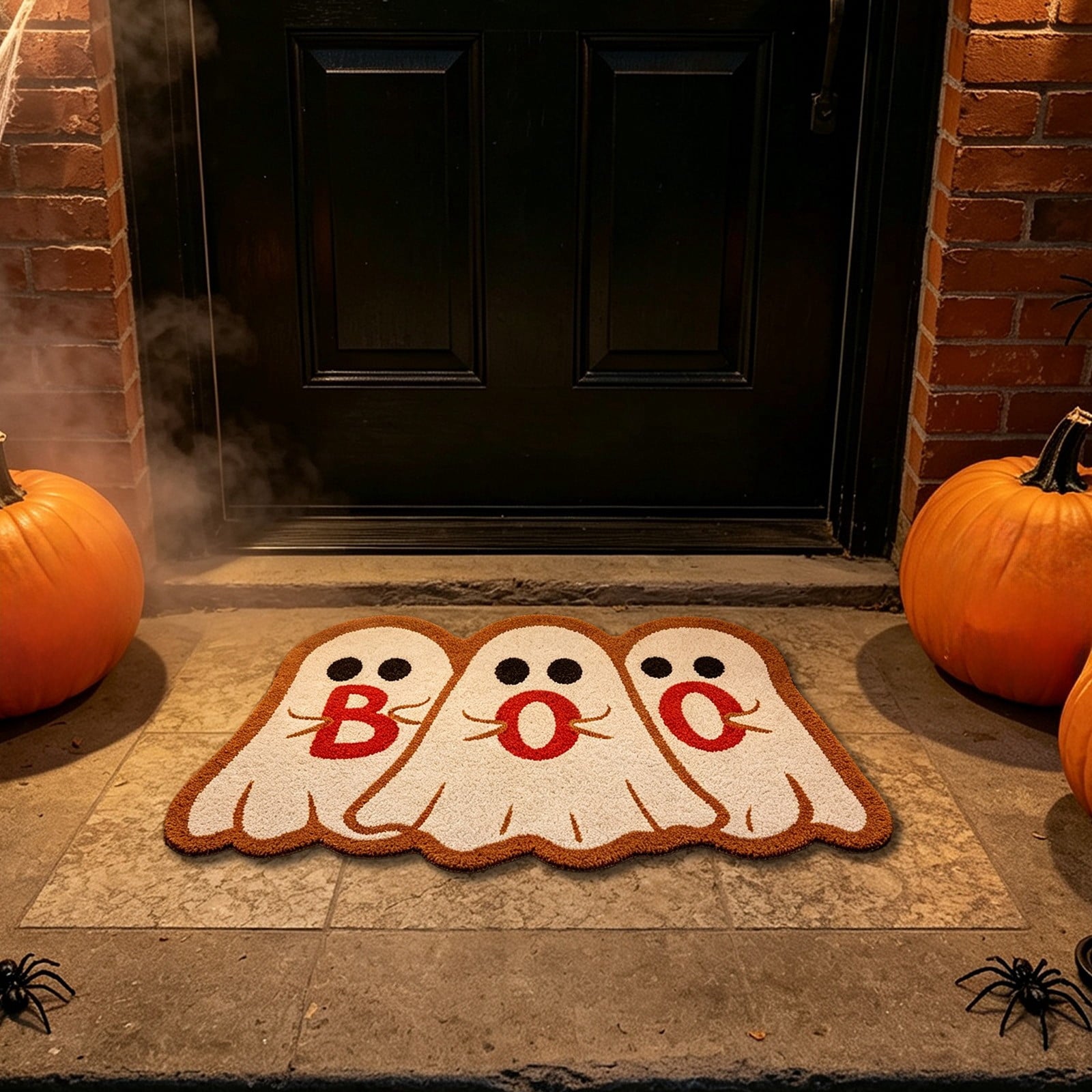 Halloween Doormat Ghost Bath Mat 23.6x15.7in Secure-Grip Absorbent Soft Faux Fur Rug for Bathroom Bedroom Living Room Decor by OVFUIZ