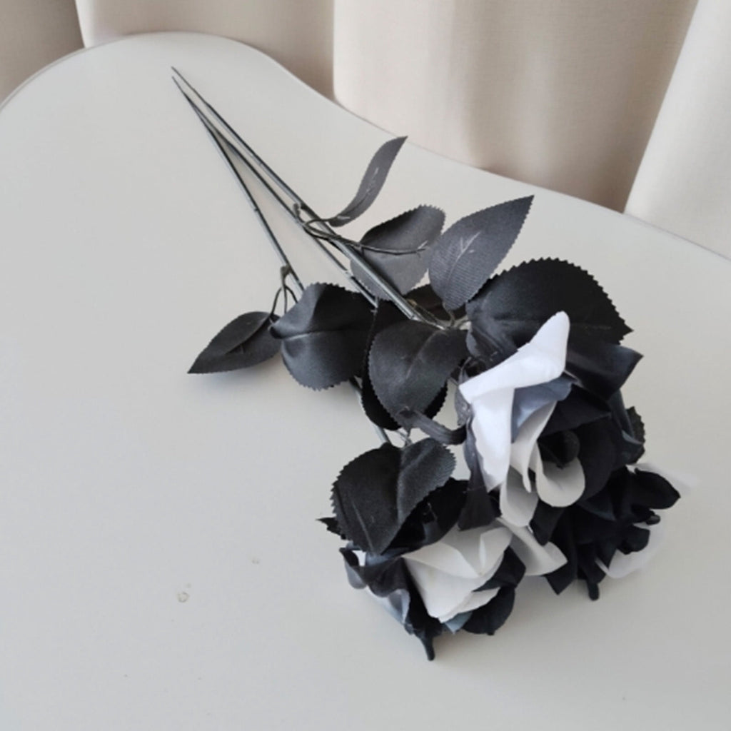 Yika Artificial Flower Black Rose Artificial Silk Flower Artificial Rose Suitable For Halloween Family Wedding Party Decoration