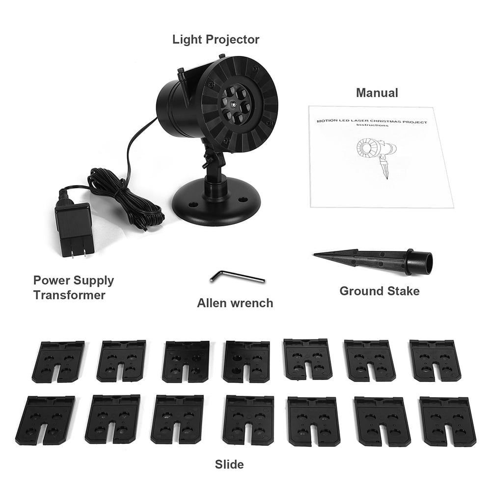 Christmas Snowflake Projector Lights with 14 Patterns, LED Moving Snowflake Spotlight, Outdoor Waterproof Landscape Decorative Lighting for Xmas Holiday Party Wedding Garden Patio