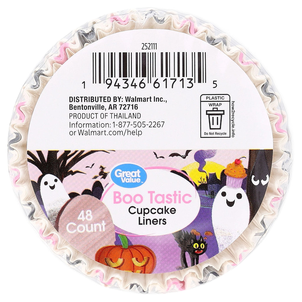 Great Value Boo Tastic Cupcake Liners, 48 Count