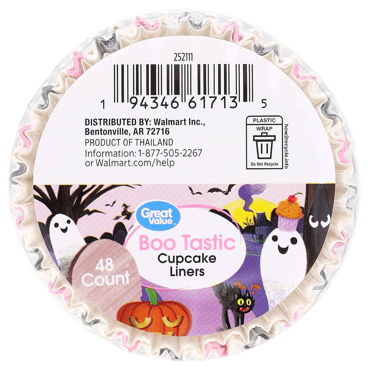 Great Value Boo Tastic Cupcake Liners, 48 Count