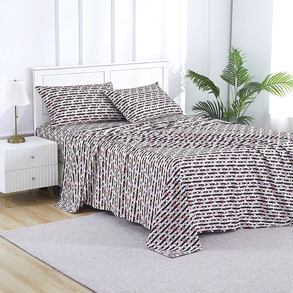 Summerween Crafted by Catherine Full 4-Piece Sheet Set, Black & White Nautical Ghosts