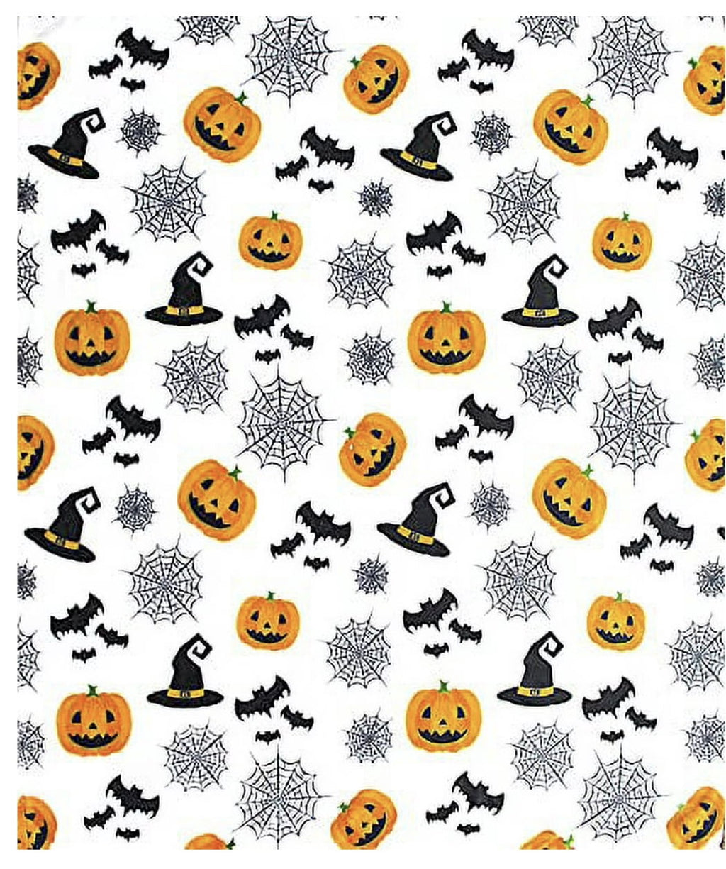 Serafina Home Halloween Throw Blanket: Fuzzy Boo! Jack O'Lantern Spider Webs Skull and Black Cats Print on Velvet Fleece for Sofa Bed Couch Chair Dorm