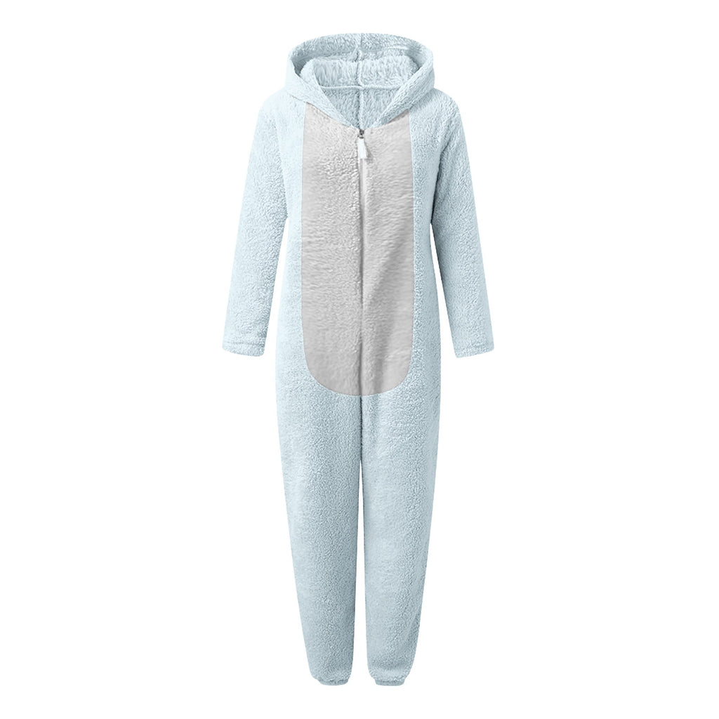 QATAINLAV Sherpa Fleece Jumpsuit for Women Winter Warm Fuzzy Onesie Pajamas Cute Cat Hooded Romper Casual Zip Up Overalls Sleepwear Black XL